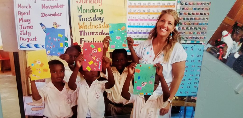Kathy Tuccaro with kids in  Grenada
